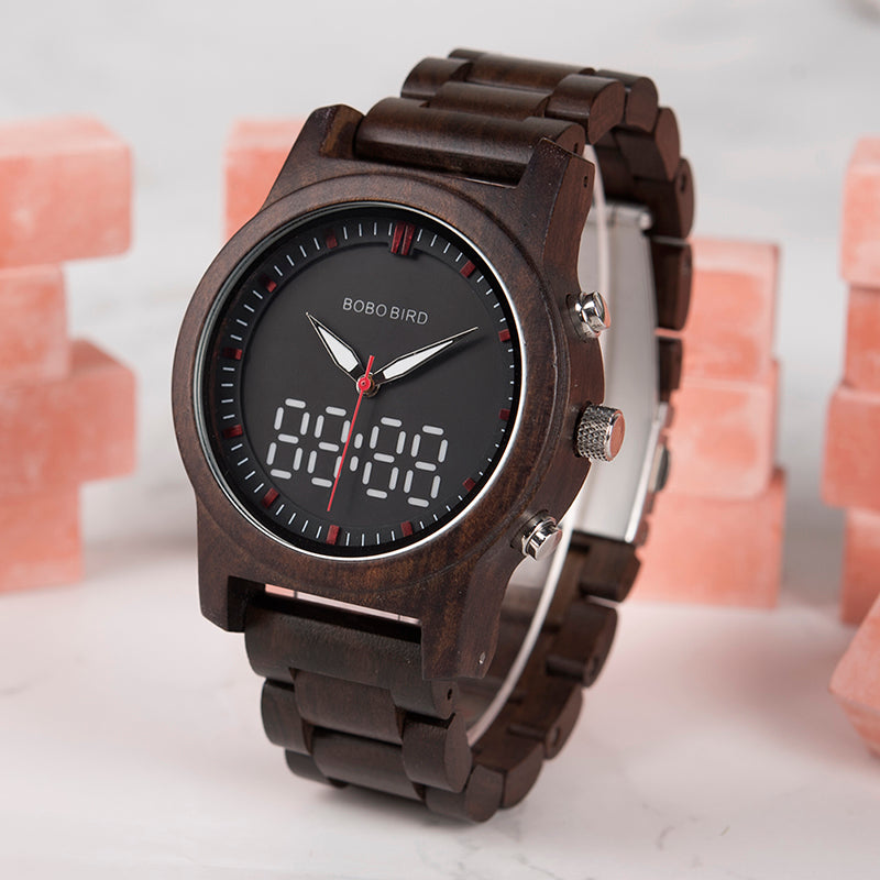 LED DIGITAL WOODEN WATCH