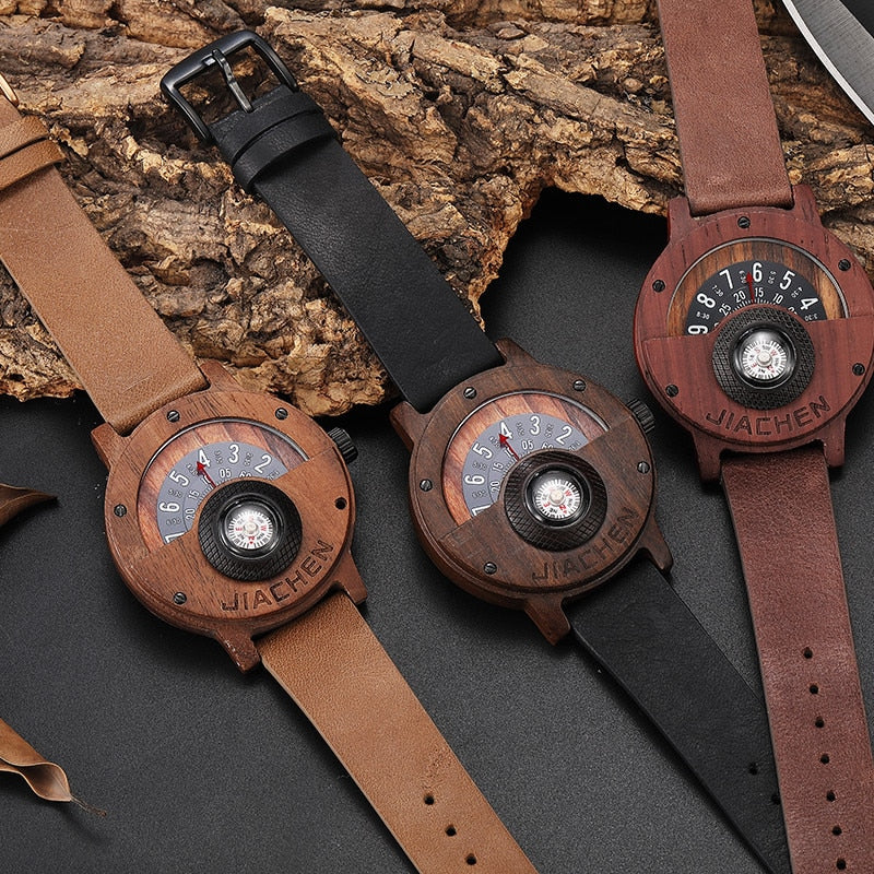 UNIQUE COMPASS WOODEN WATCH