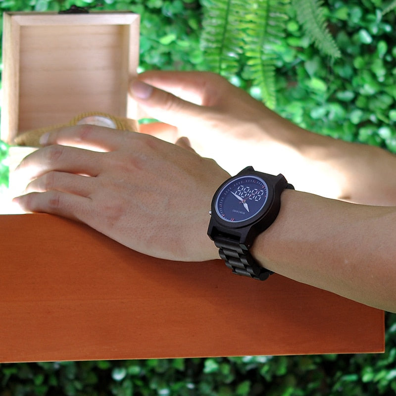 LED DIGITAL WOODEN WATCH